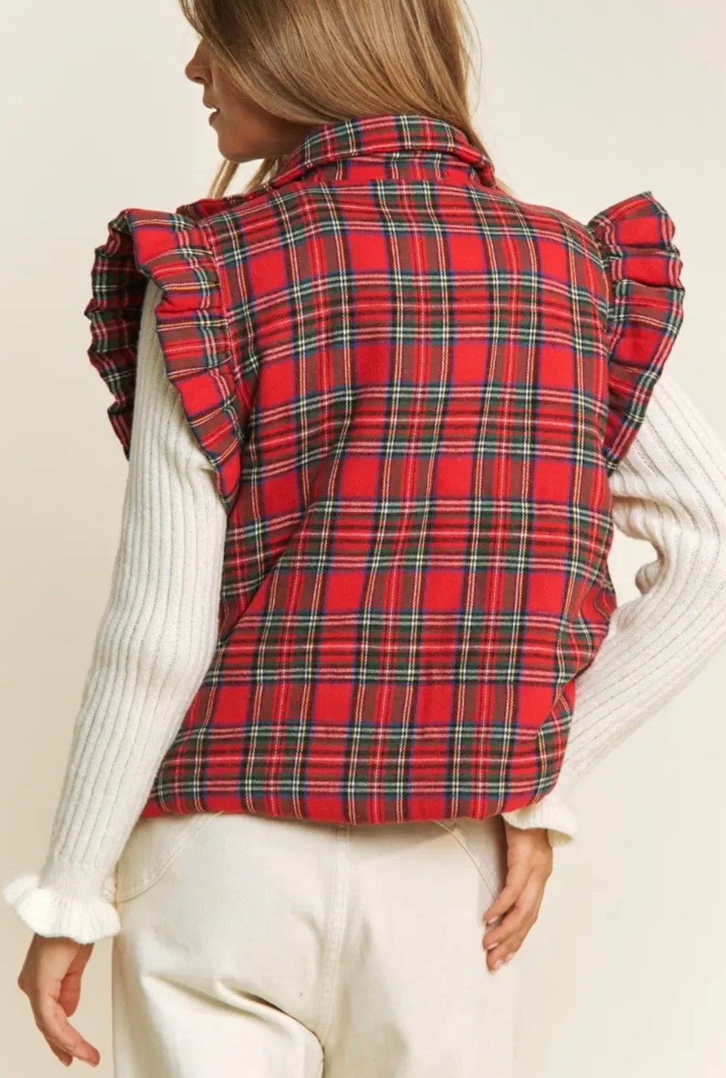 Holiday Plaid Ruffle Vest