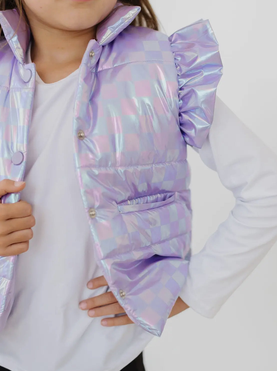 Lavender Haze Checker Puffer Vest