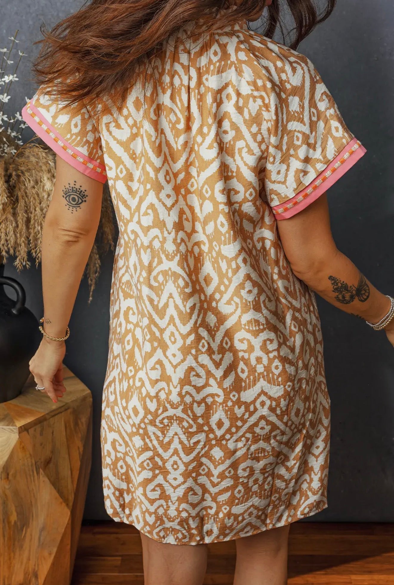 Khaki Western Shift Mini Dress