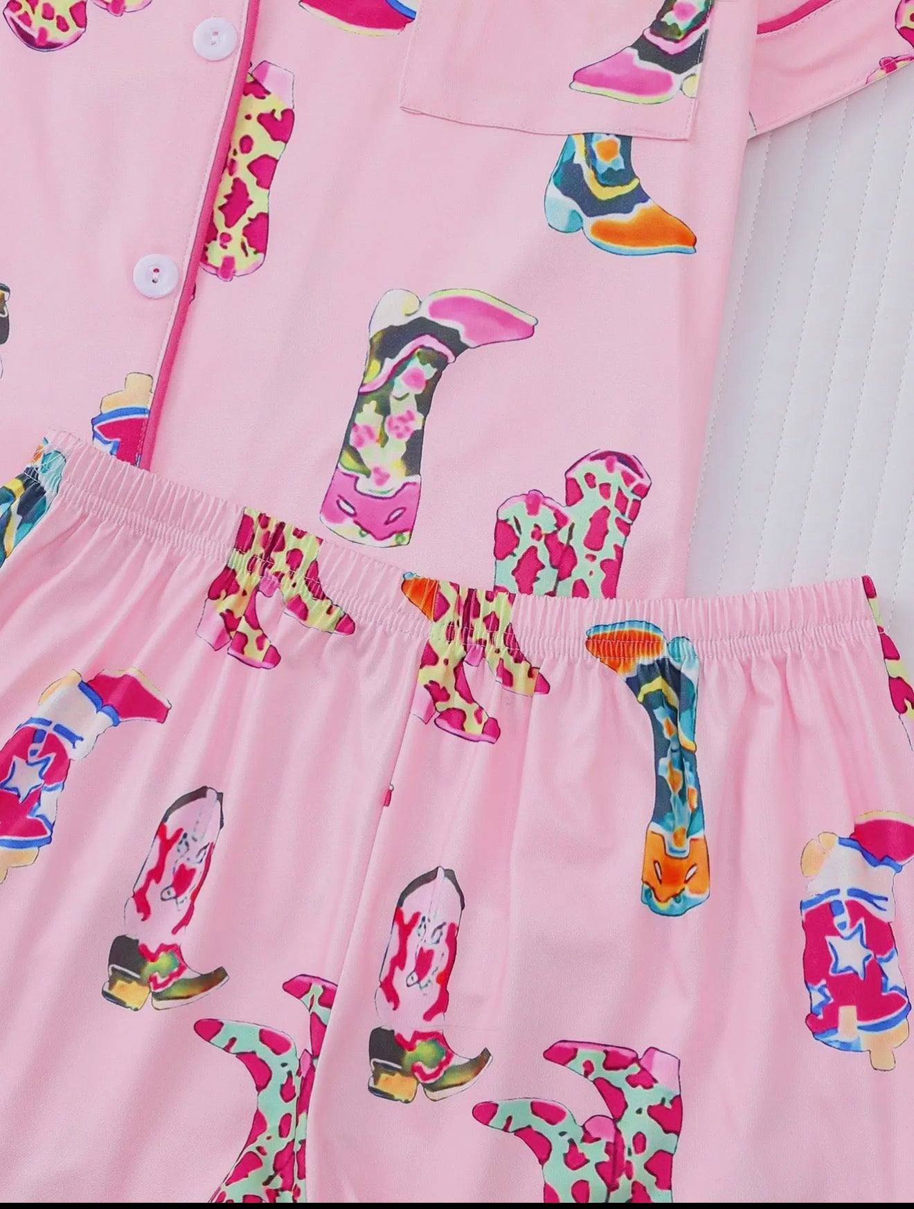 Patterned Cowgirl Boots Pajama Set