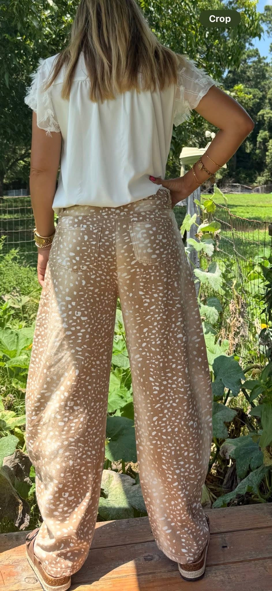 Deer Print Barrel Jeans