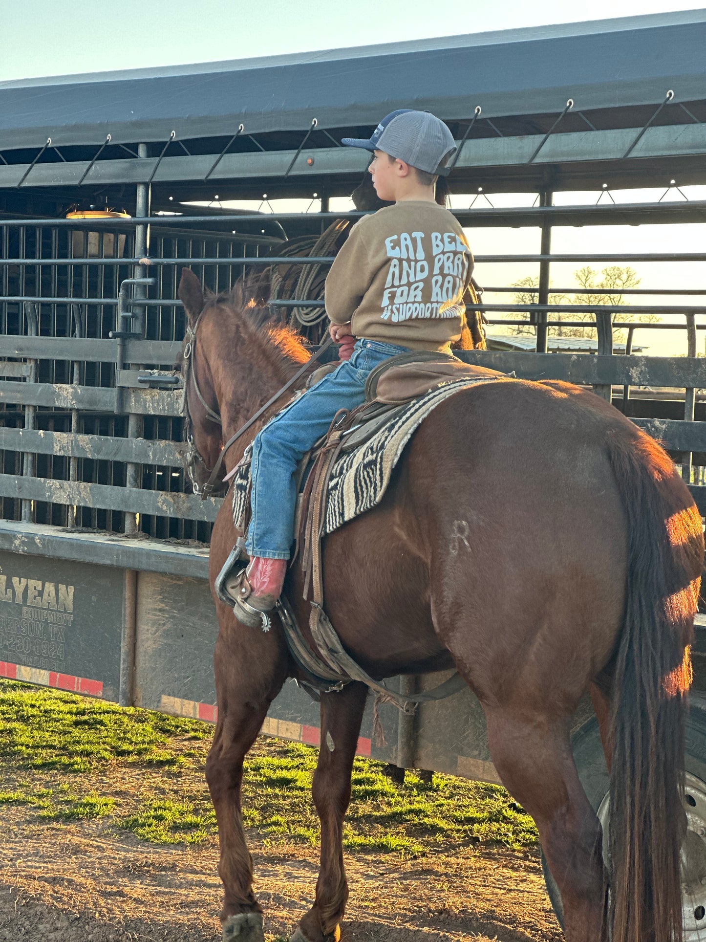 “Eat Beef and Pray for Rain” Graphic Sweatshirt