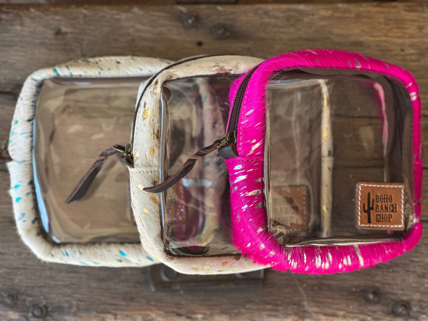 Clear Cowhide Toiletry/Makeup Travel Bag