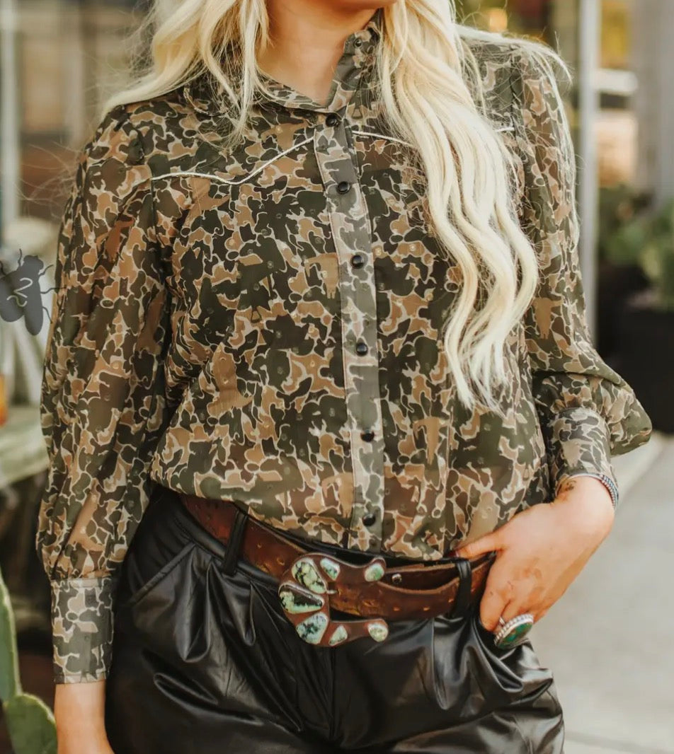 Trophy Wife Camo Top