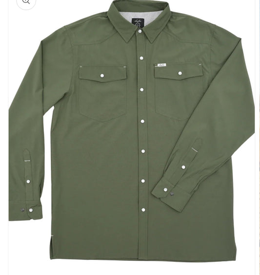 San Jac Youth Long Sleeve Performance Shirt - Olive Green
