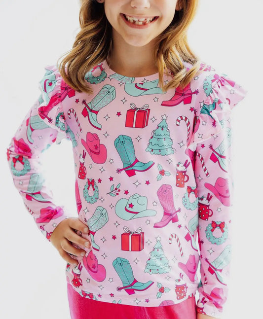Christmas Cowgirl Ruffle Tee