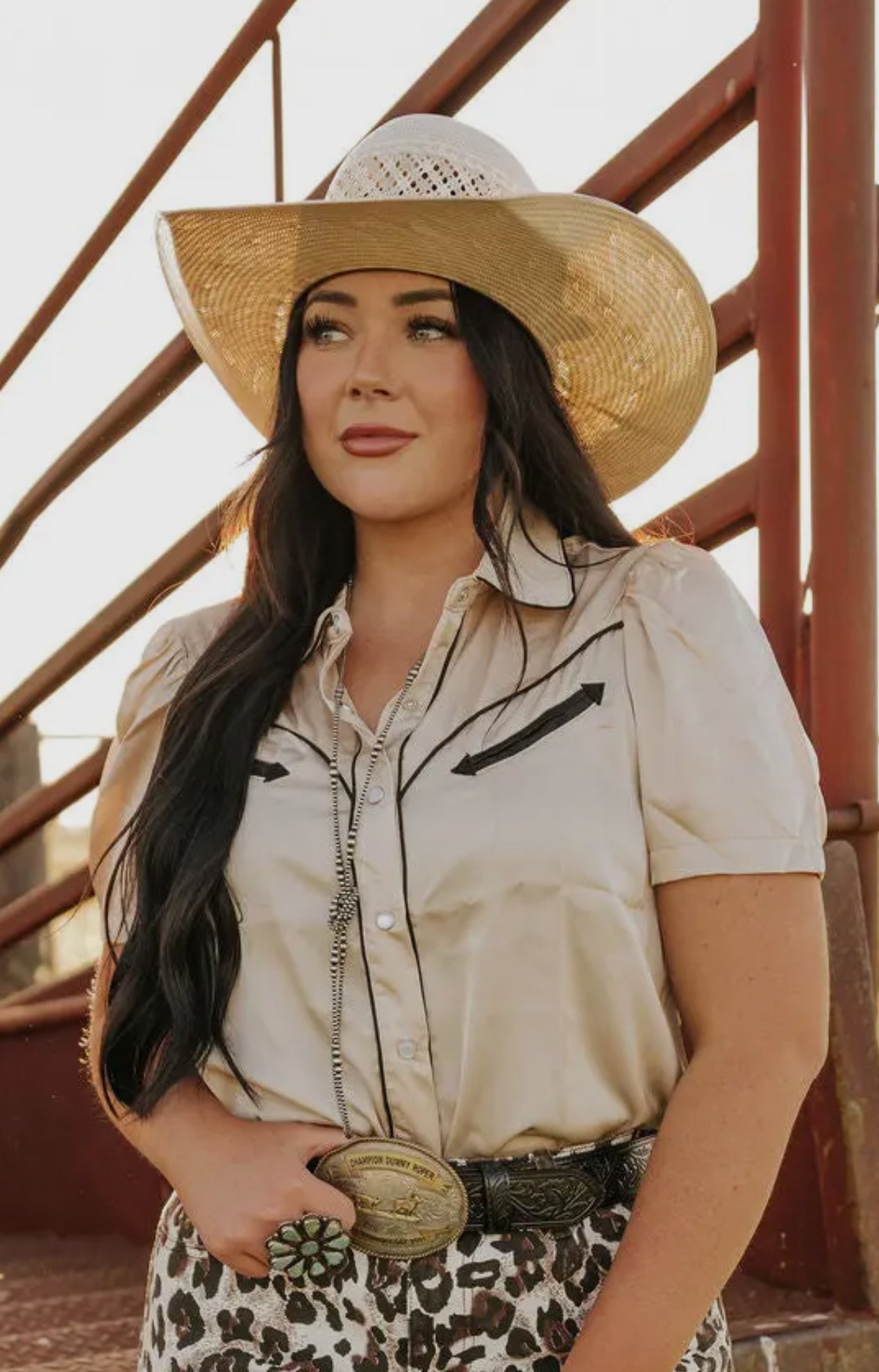 Western Pearl Snap in Ivory