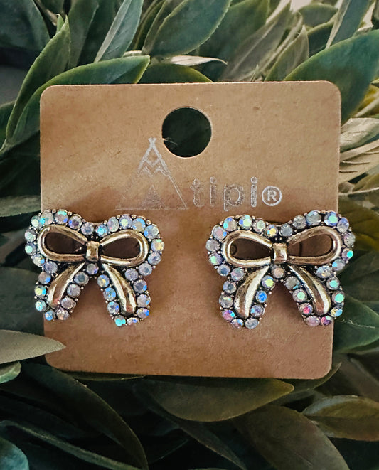 Western Crystal Ribbon Earrings
