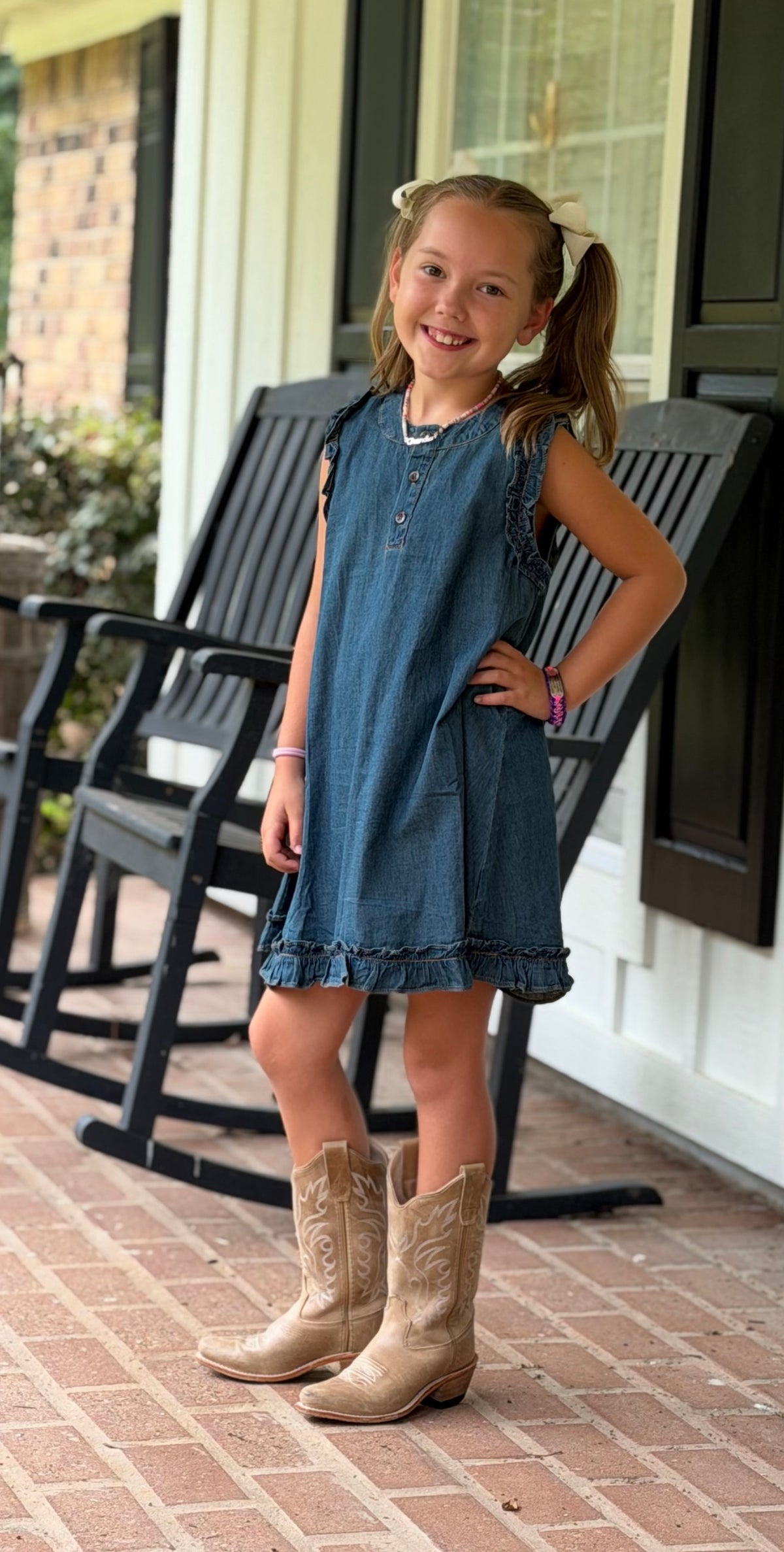 Kids Denim Ruffle Dress