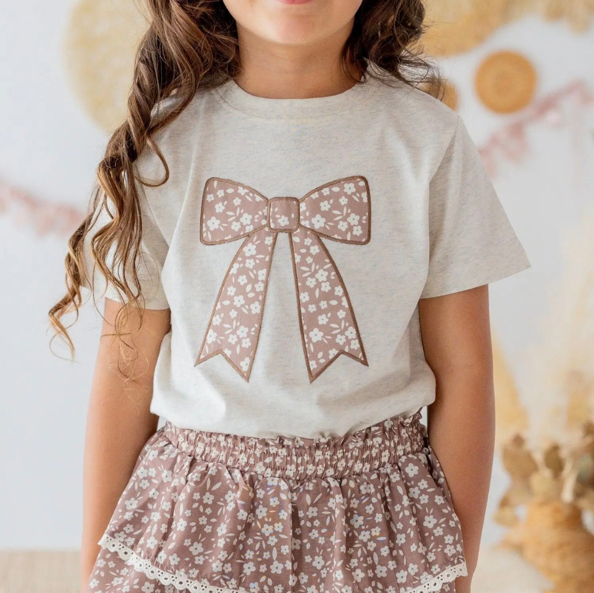 Mocha Floral Bow Tee