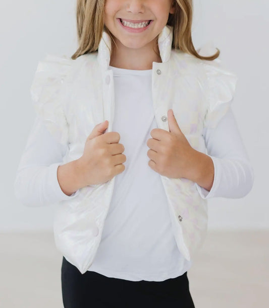 White Checker Puffer Vest