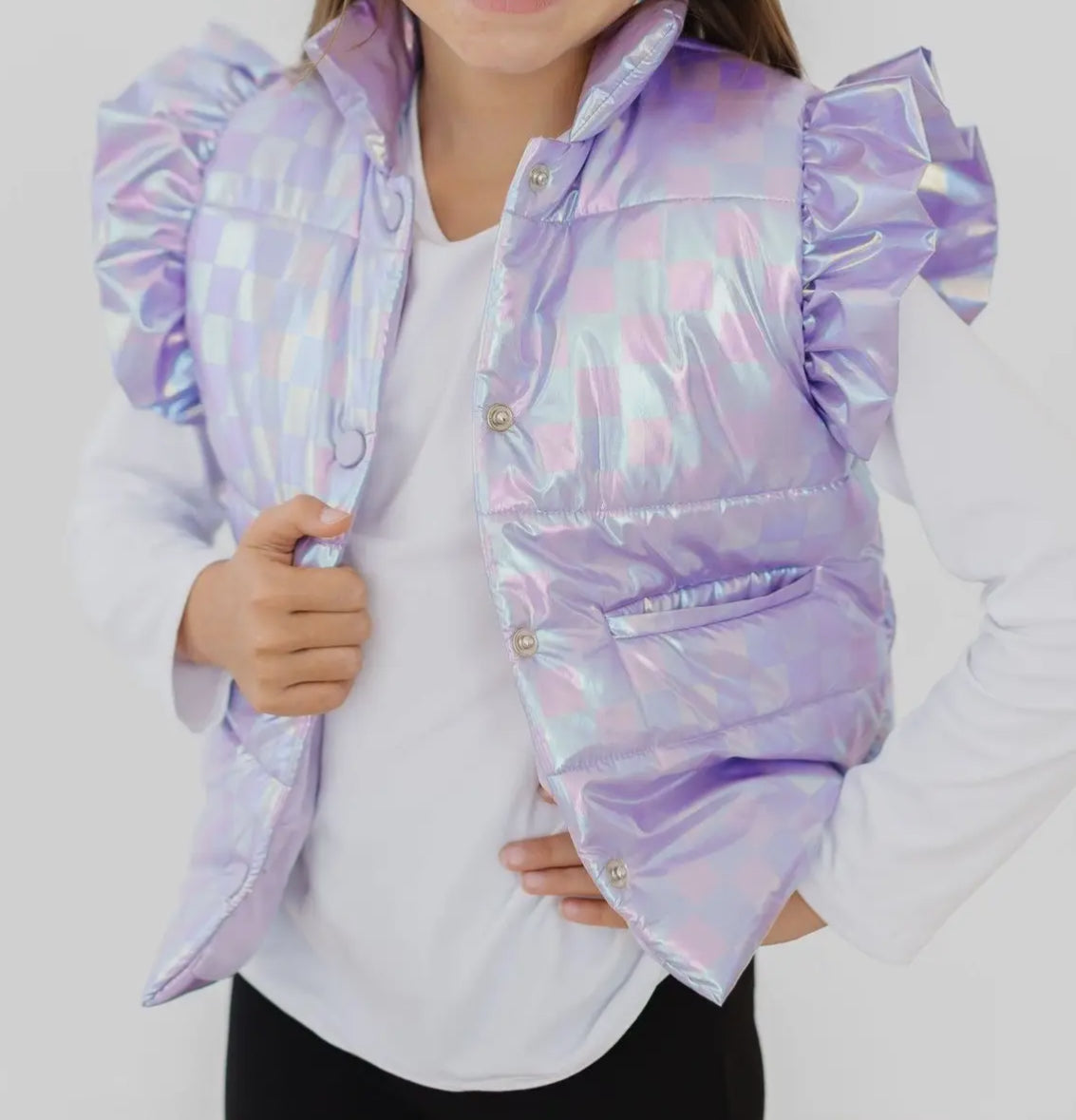 Lavender Haze Checker Puffer Vest