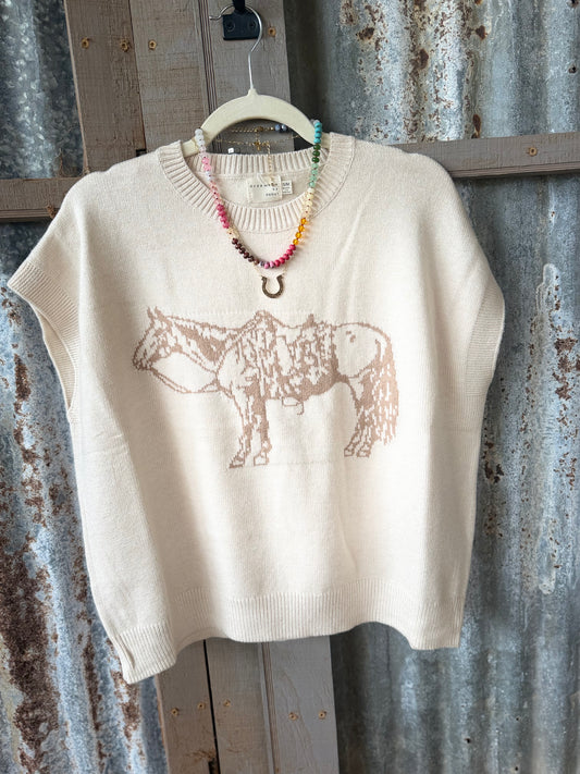 Short sleeved horse sweater